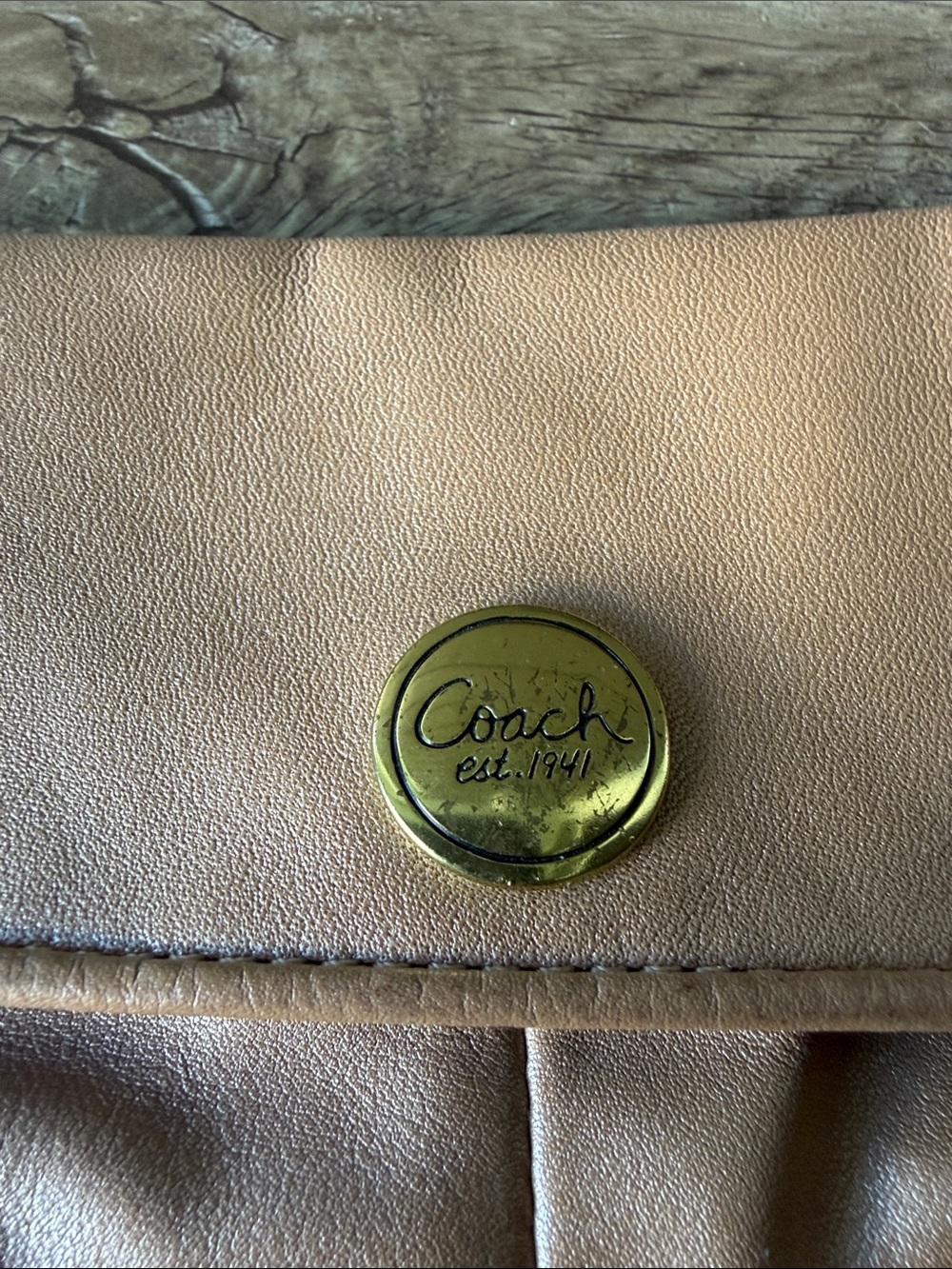 Coach Blush Tan Leather Wristlet Clutch with Gold-Tone Hardware - Picture 6 of 9